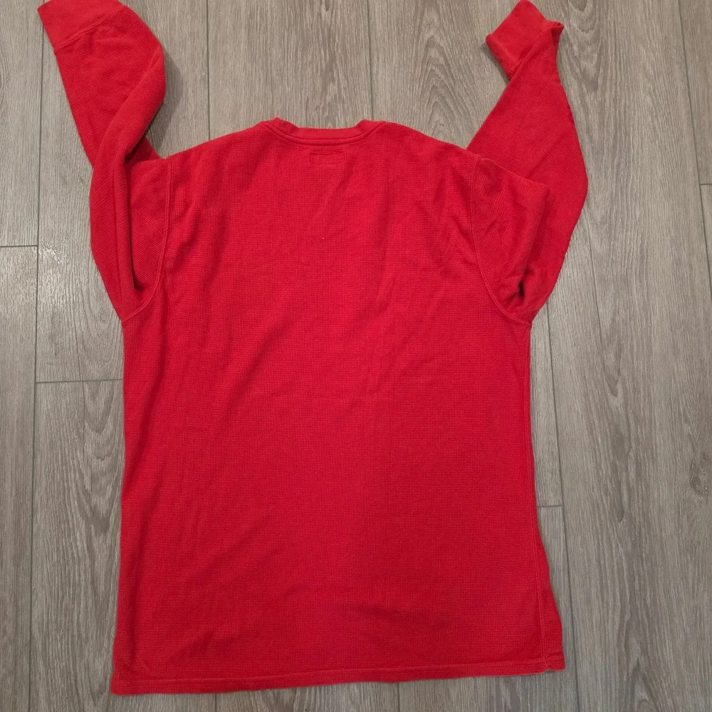 Polo Ralph Lauren Red Waffle Knit Thermal Long Sleeve Polo Bear Rugby Shirt XL